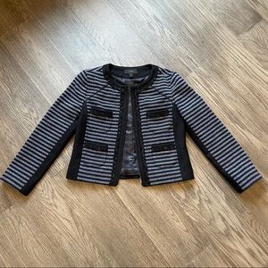 J Crew Cropped Jacket Striped Tweed Navy Sz. 6
